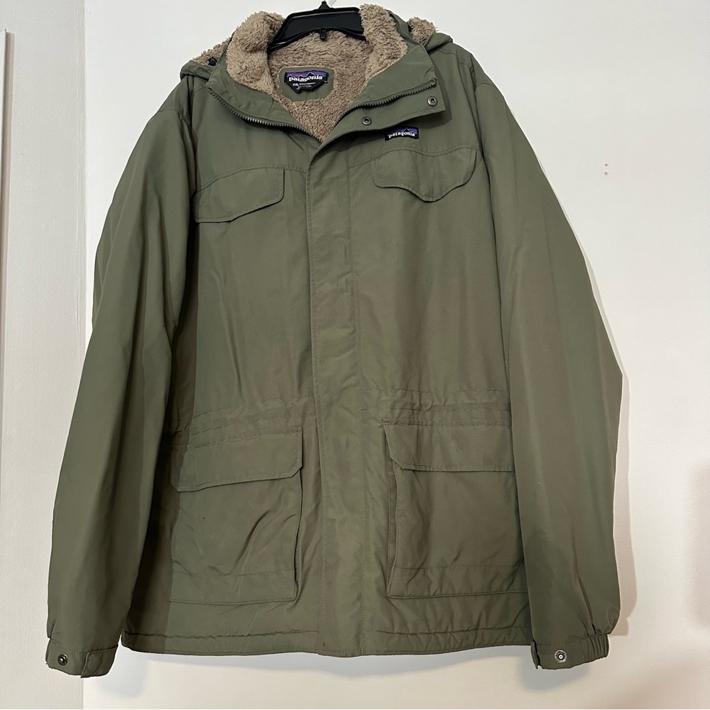 Patagonia XXL Green Isthmus Parka Hooded Mens Jacket Sherpa Lined Ski Snow